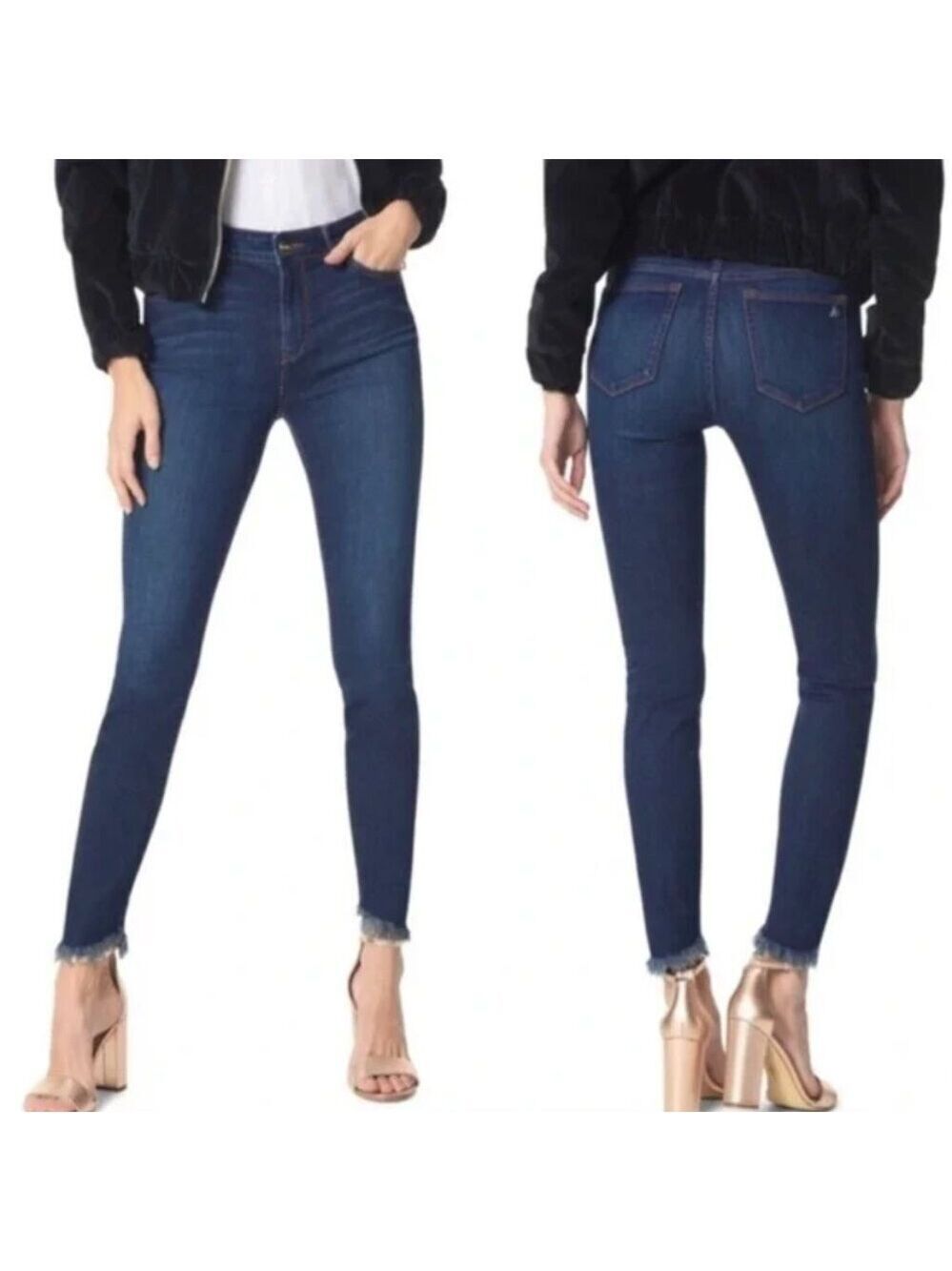 Sam Edelman The Kitten Mid Rise Skinny Ankle Frayed Hem Jeans Size 28